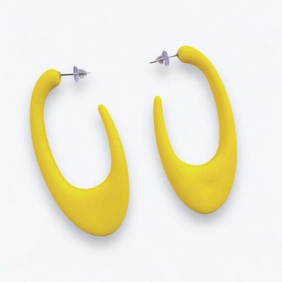 Mod Style Yellow Atomic Earrings - Picture 5 of 12